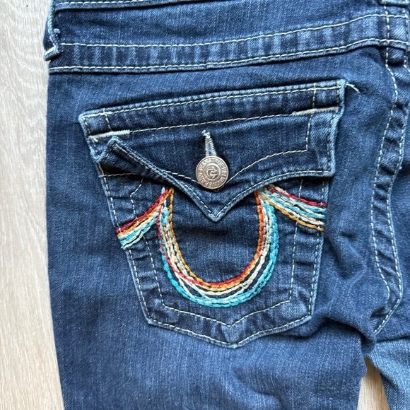 True Religion Dark Blue Straight Leg Jeans Size 27 Low Rise Casual Streetwear - Picture 12 of 14